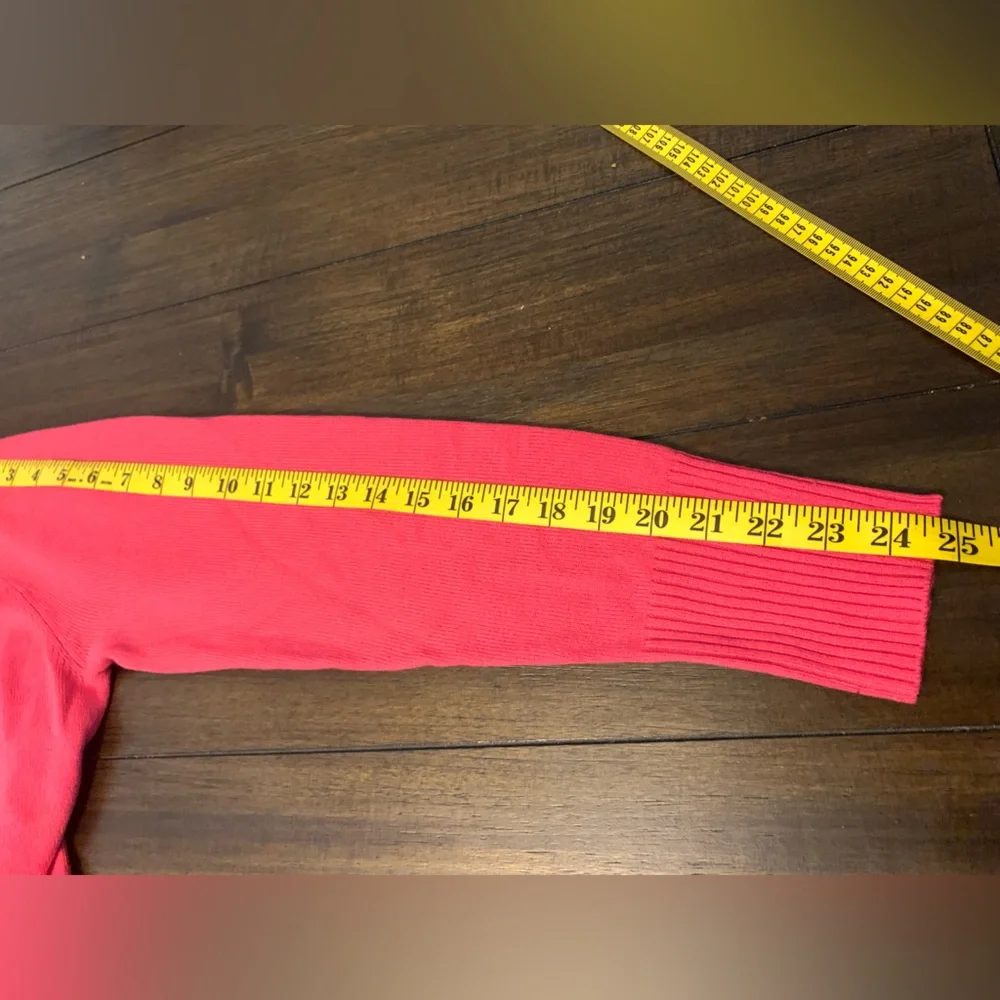 New York & Company Hot Pink Long Sleeve V-neck Pullover Sweater Hoodie Sz: Large - Picture 6 of 11